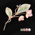 mother of pearl,nacre shell brooch＆lily brooch on black