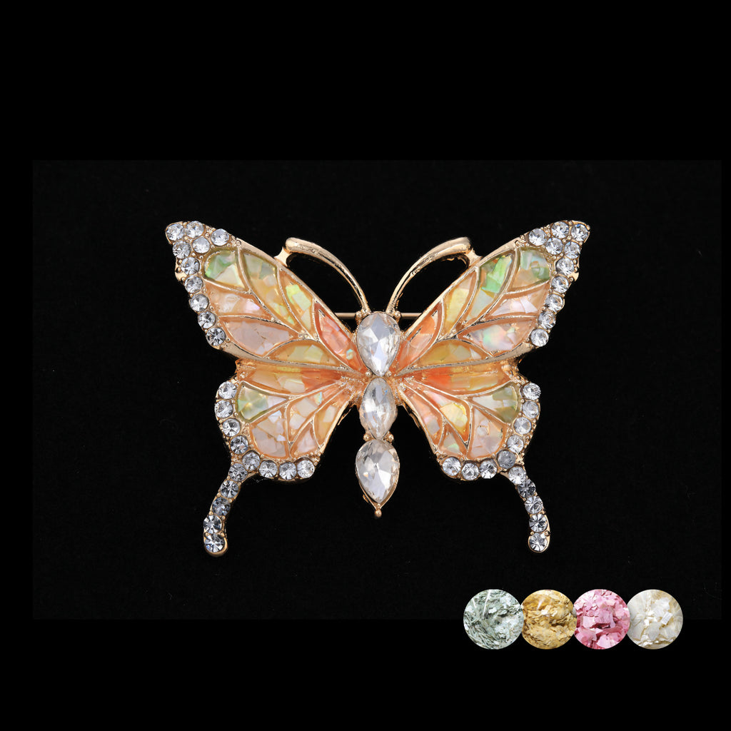 mother of pearl,nacre shell brooch＆Butterfly brooch on black