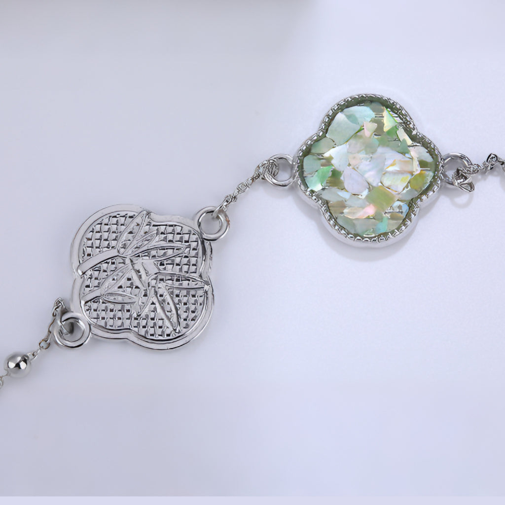 Artisanal Mother of Pearl Clover Bracelet | Handcrafted Mosaic Inlay | Colorful Shell Jewelry