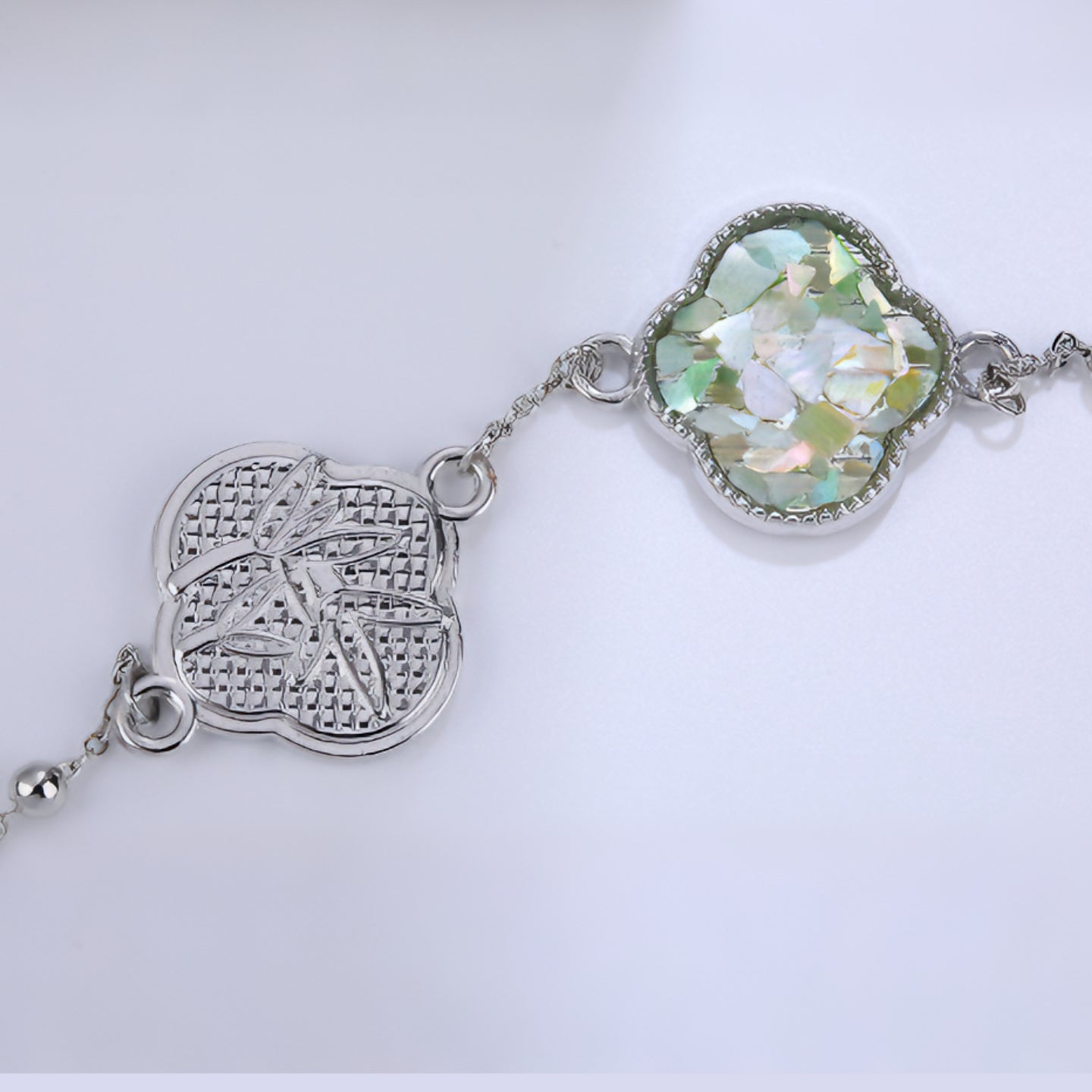 Artisanal Mother of Pearl Clover Bracelet | Handcrafted Mosaic Inlay | Colorful Shell Jewelry