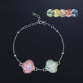 Artisanal Mother of Pearl Clover Bracelet - Colorful Mosaic Inlay Jewelry