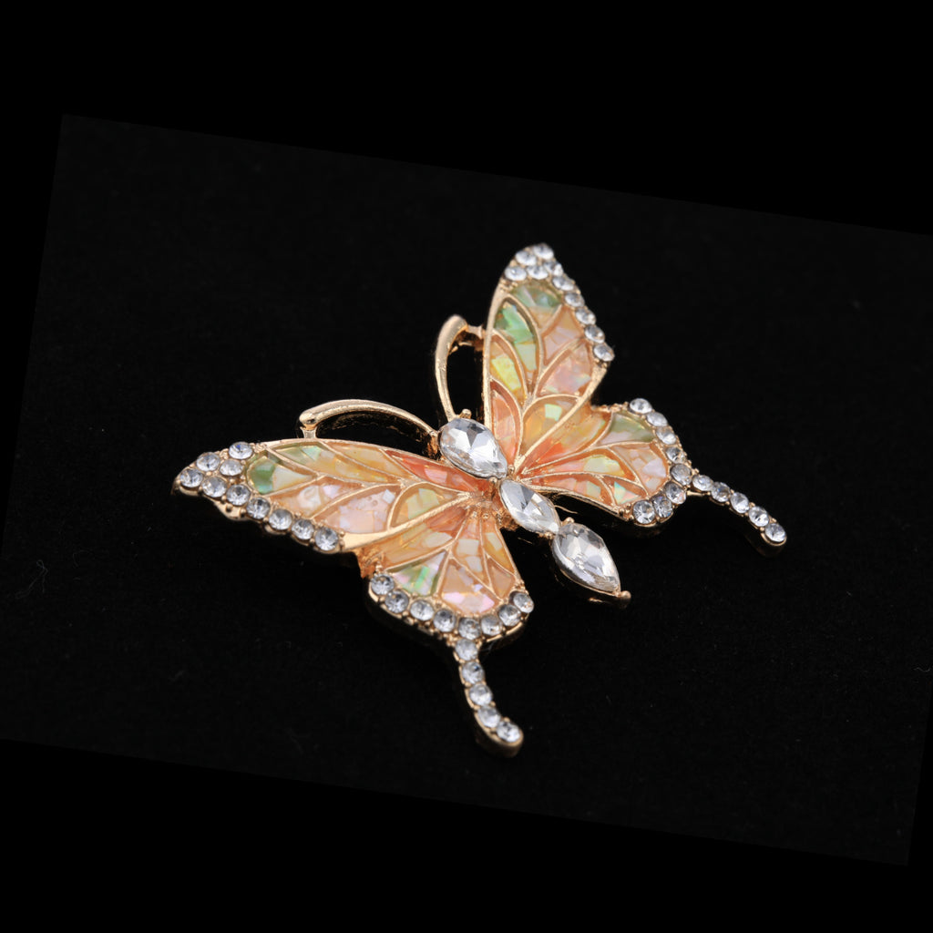 mother of pearl,nacre shell brooch＆Butterfly brooch on black
