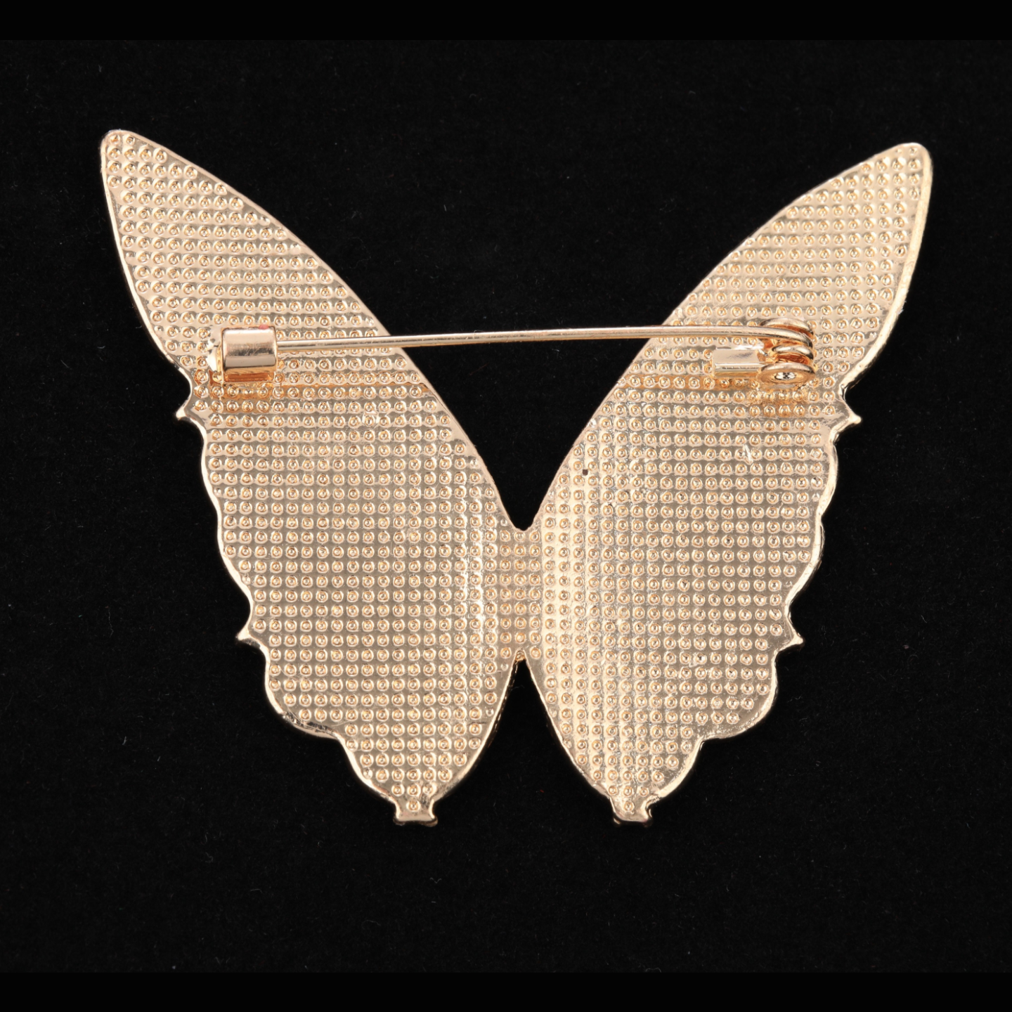 Back of mother of pearl,nacre shell brooch＆Butterfly brooch with pink-purple wings on black with secure pin