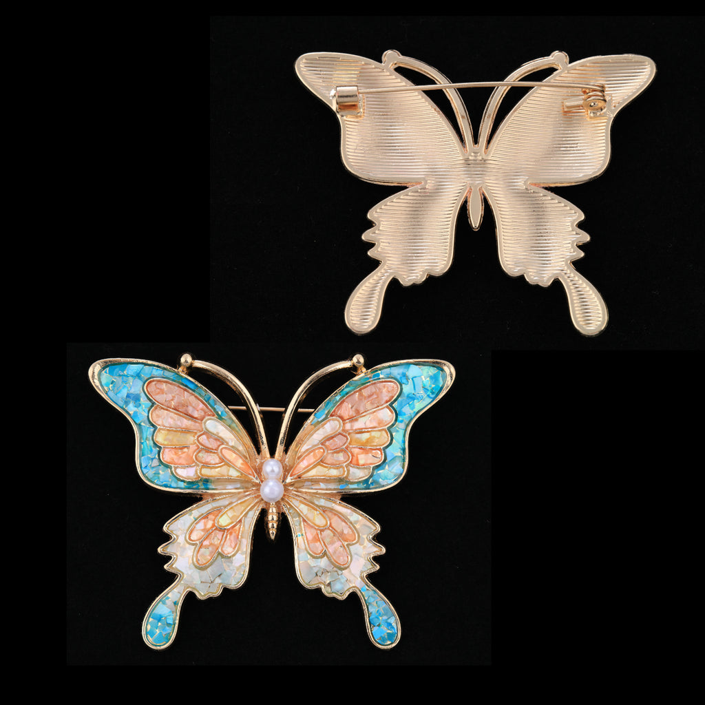 Elegant Butterfly Brooch in Mother of Pearl Nacre | Handcrafted Iridescent Nature-Inspired Artisan Jewelry