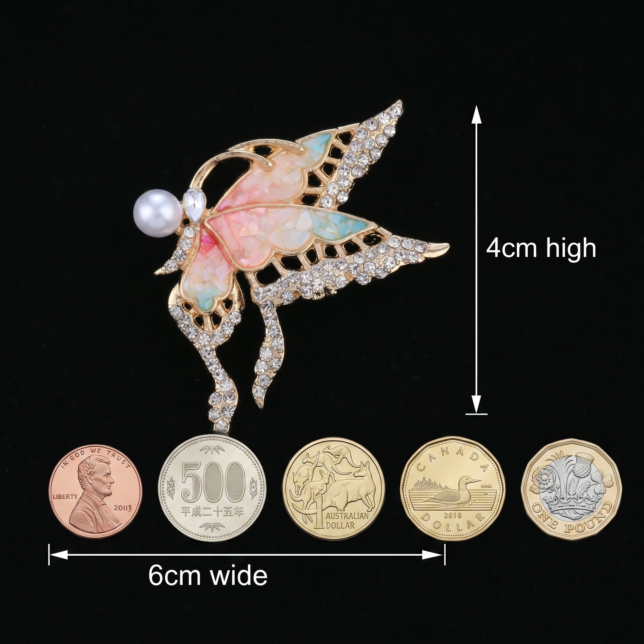 Elegant Abstract Butterfly Brooch in Mother of Pearl & Nacre | Handcrafted Unique Artisan Brooch