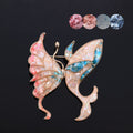 mother of pearl,nacre shell brooch＆Butterfly brooch with pink-blue wings on black