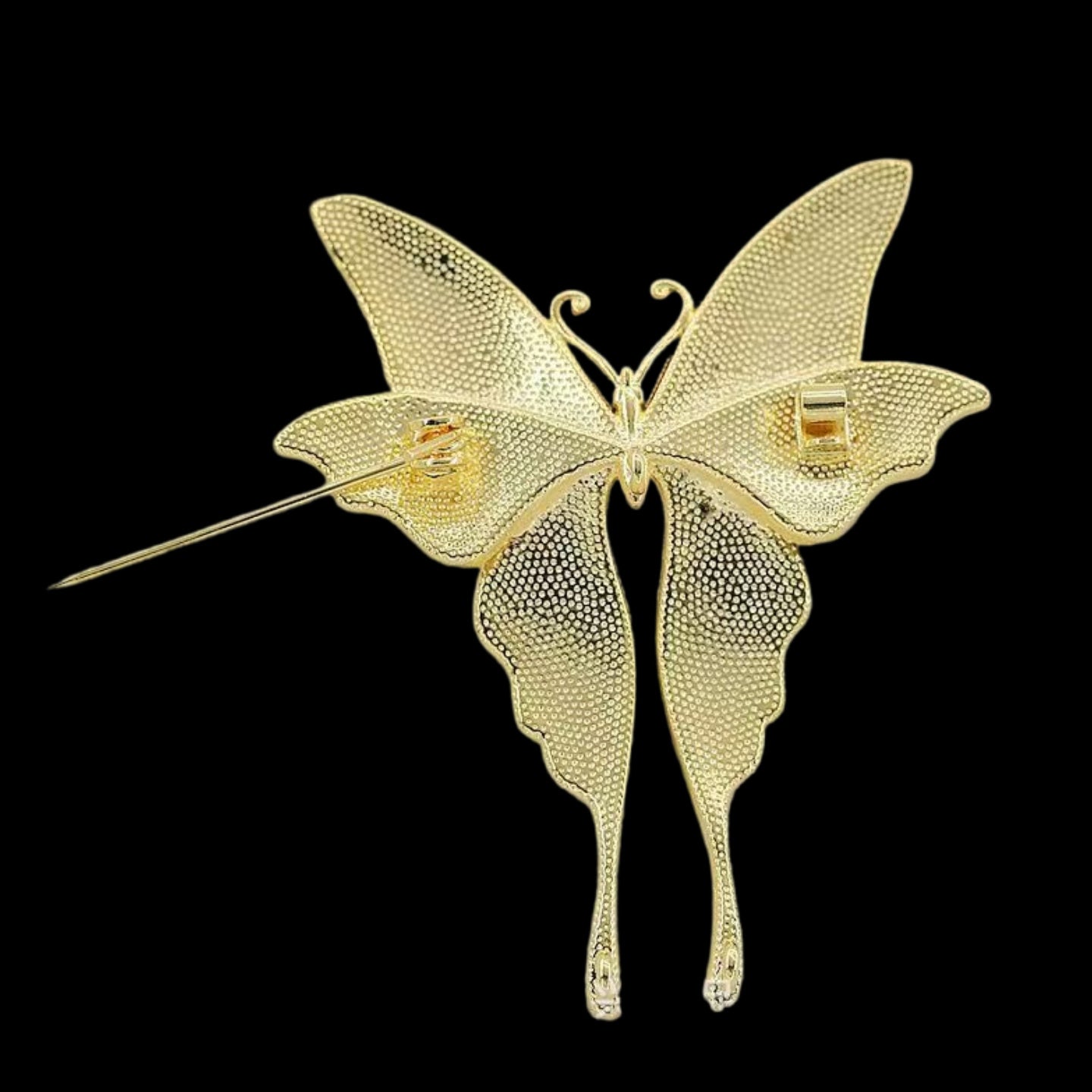  Back view of mother of pearl,nacre shell brooch＆Butterfly brooch with pink wings with secure pin