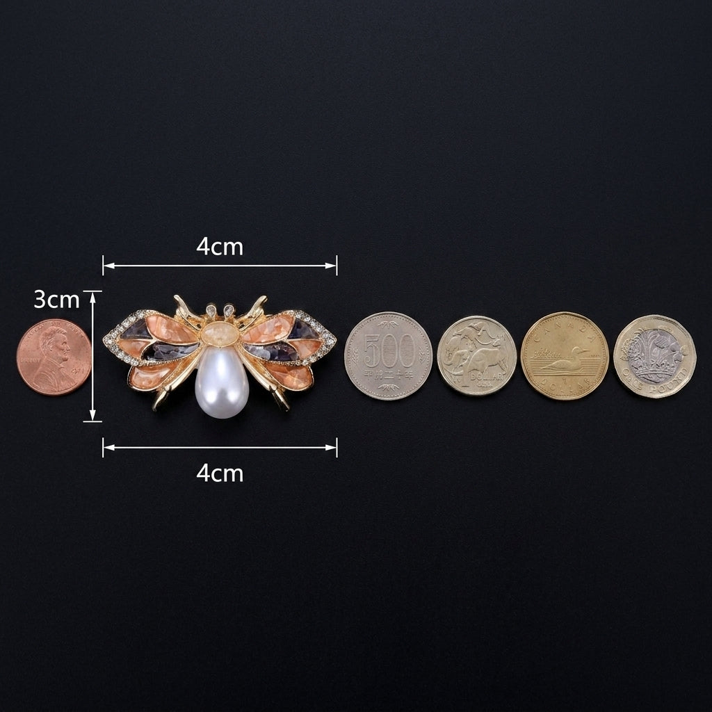 Elegant Bee Brooch in Mother of Pearl Nacre | Handcrafted Iridescent Unique Shell Brooch for Everyday Style