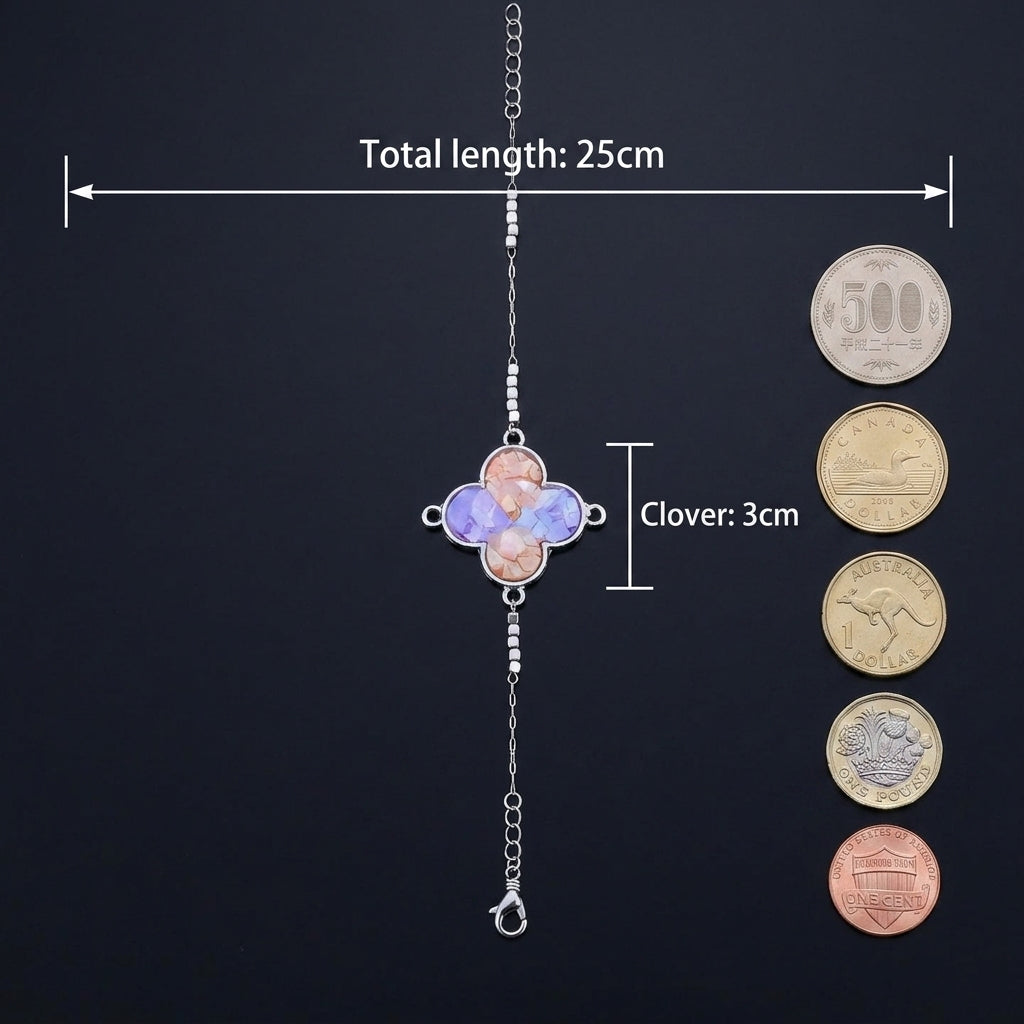 Elegant Clover Bracelet in Iridescent Mother of Pearl-Handcrafted Luxury Jewelry