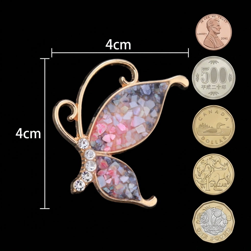 Elegant Butterfly Leaf Brooch in Mother of Pearl Nacre | Handcrafted Iridescent Unique Artisan Brooch
