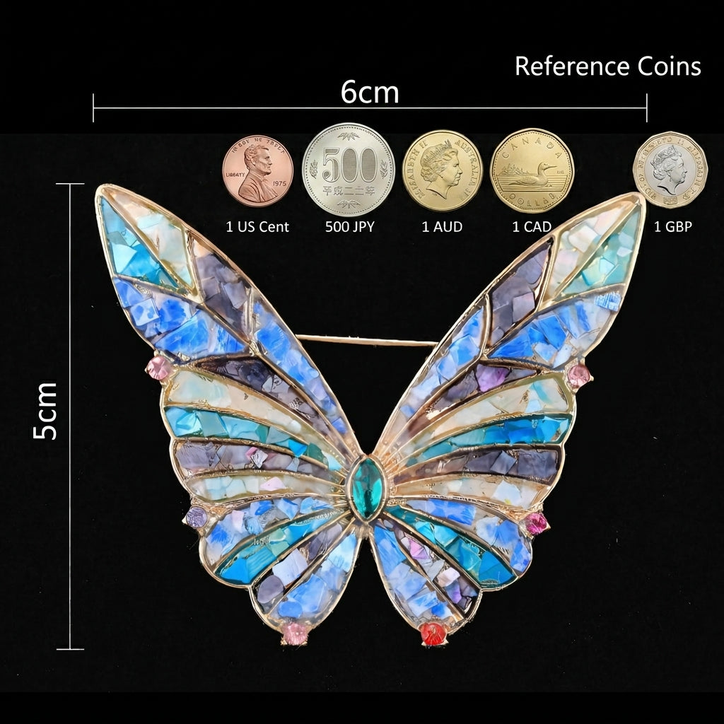 Elegant Butterfly Brooch in Mother of Pearl & Nacre | Handcrafted Iridescent Artisan Unique Shell Jewelry