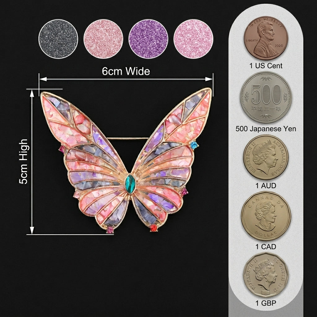Stunning Butterfly Brooch in Iridescent Mother of Pearl Nacre-Handcrafted Artisan Unique Brooch for Everyday Elegance