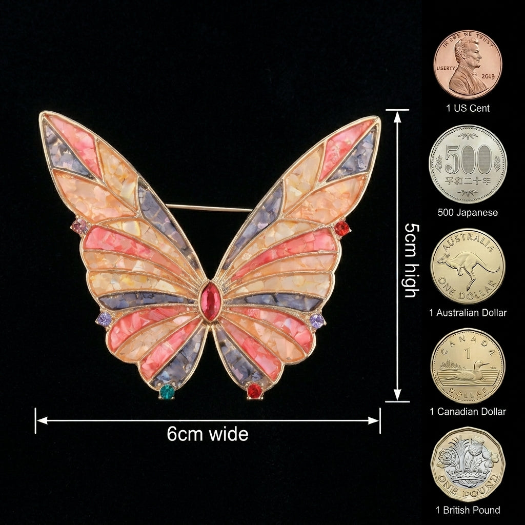Elegant Butterfly Brooch in Mother of Pearl & Nacre | Handcrafted Iridescent Unique Artisan Jewelry