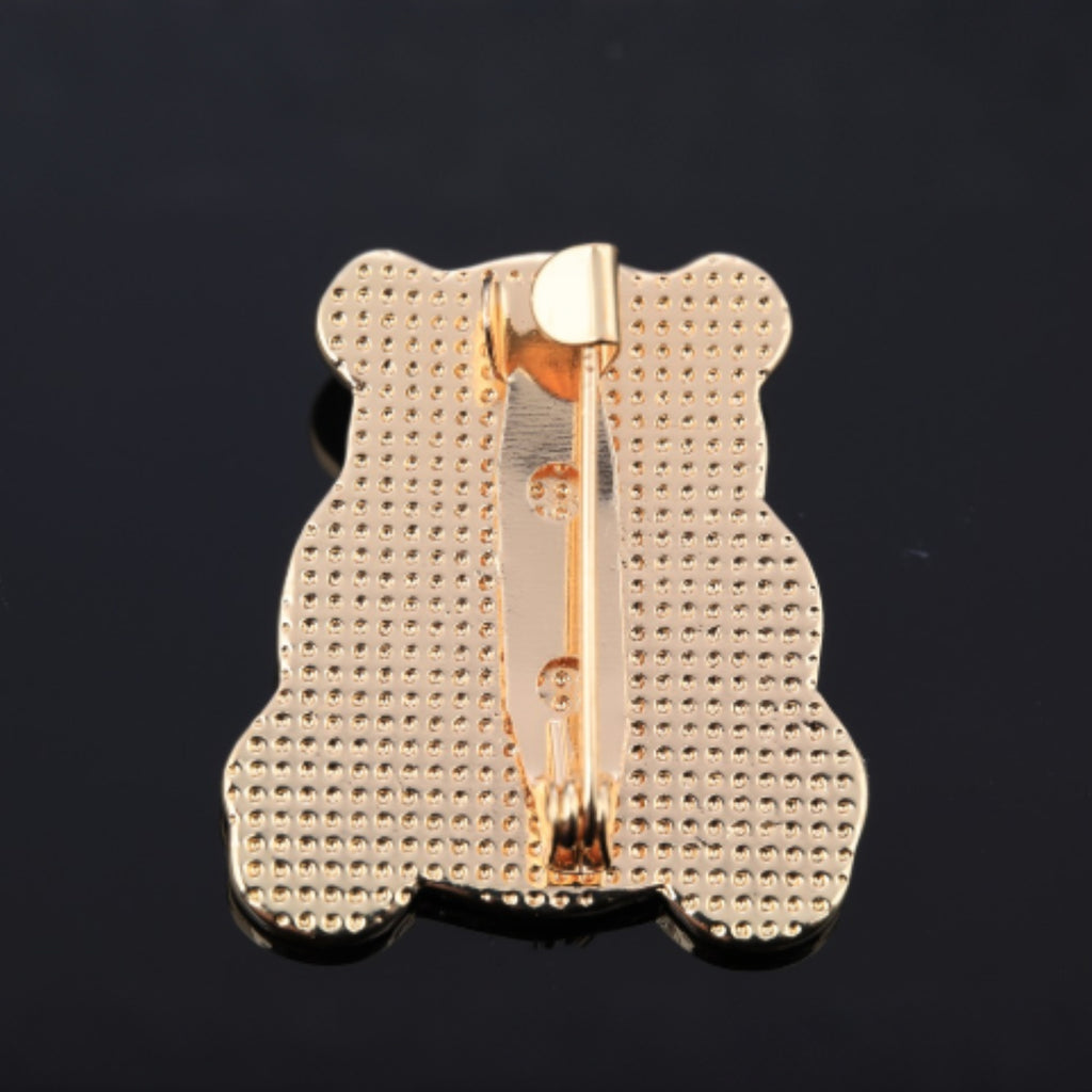 Back of panda mother of pearl brooch with secure pin closure