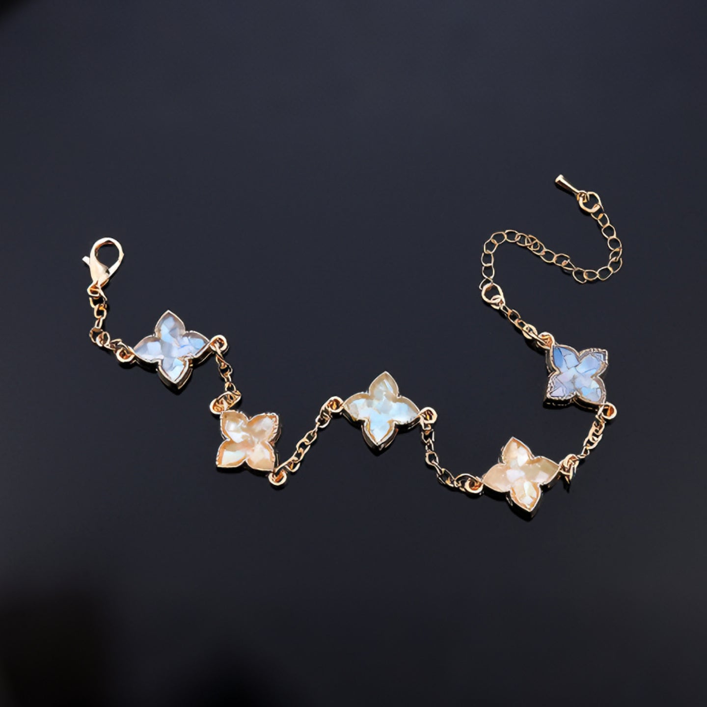 Close-up of Handcrafted Mother of Pearl Inlay on Bracelet Link