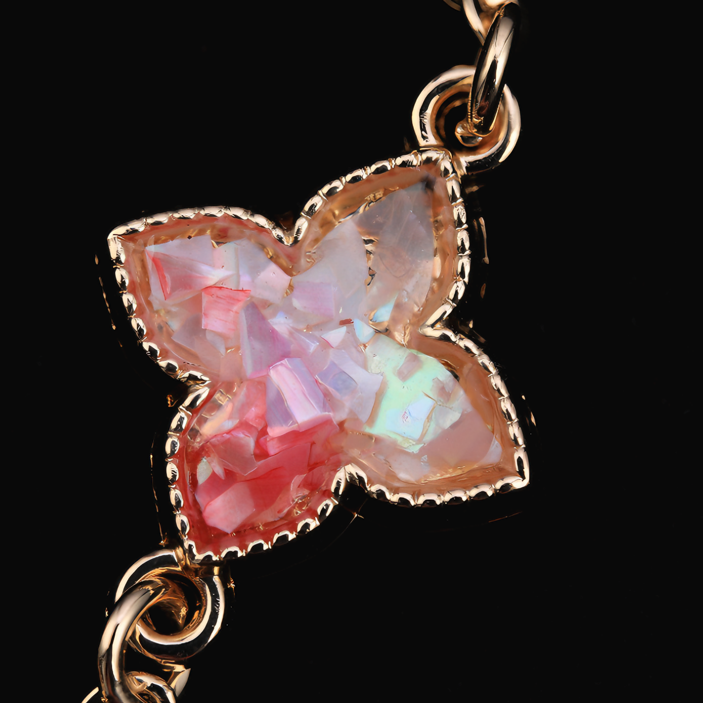 Elegant mother of pearl clover bracelet worn on wrist for daily styling