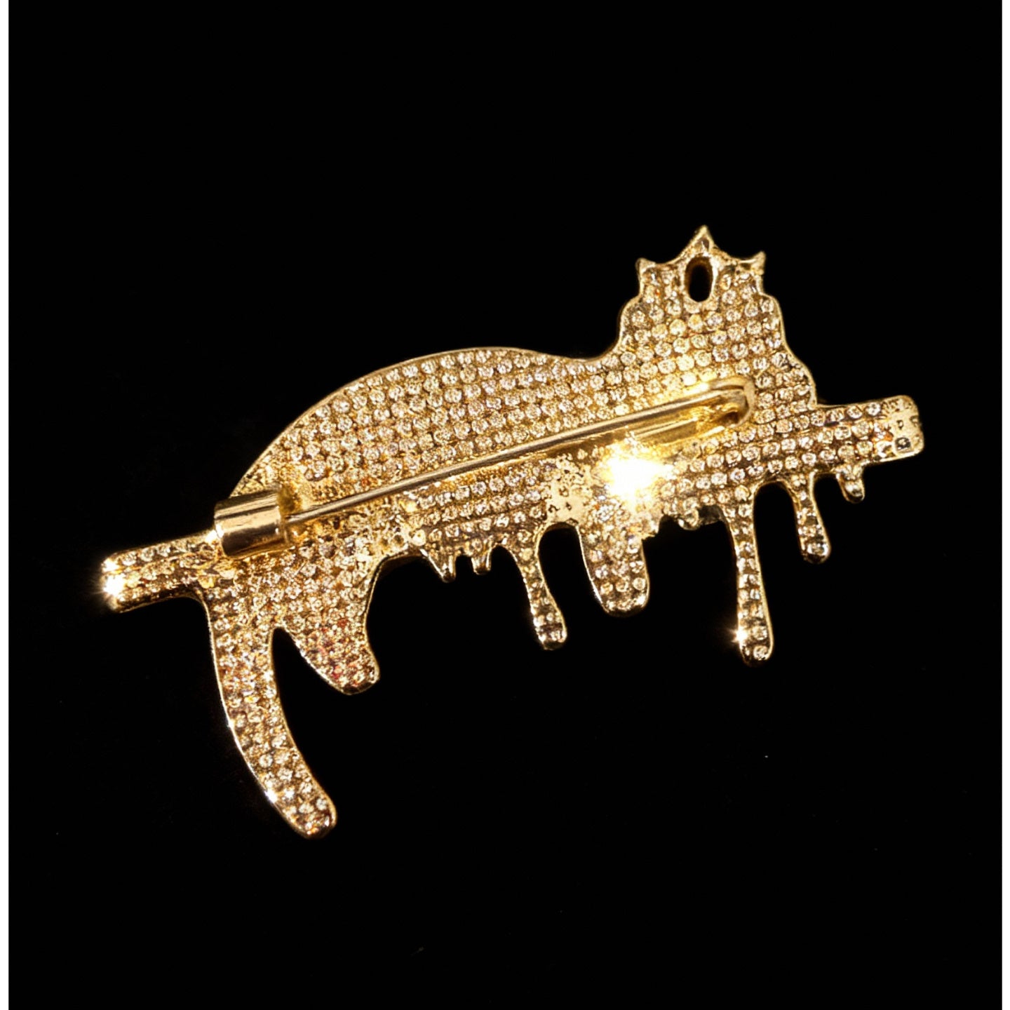 Back of Mother of Pearl Cat Brooch, nacre shell brooch with secure pin