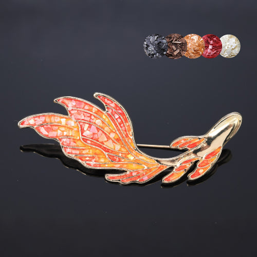 mother of pearl,nacre shell brooch＆  Gradient red-orange koi fish Brooch  