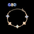 Iridescent Mother of Pearl Bracelet with Four-Petal Flower Links