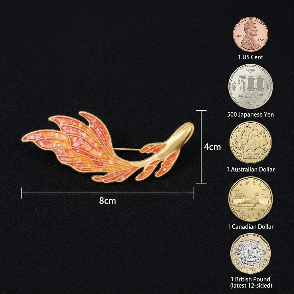Vibrant Orange Koi Brooch in Mother of Pearl Nacre | Handcrafted Iridescent Unique Brooch for Lucky Gifting