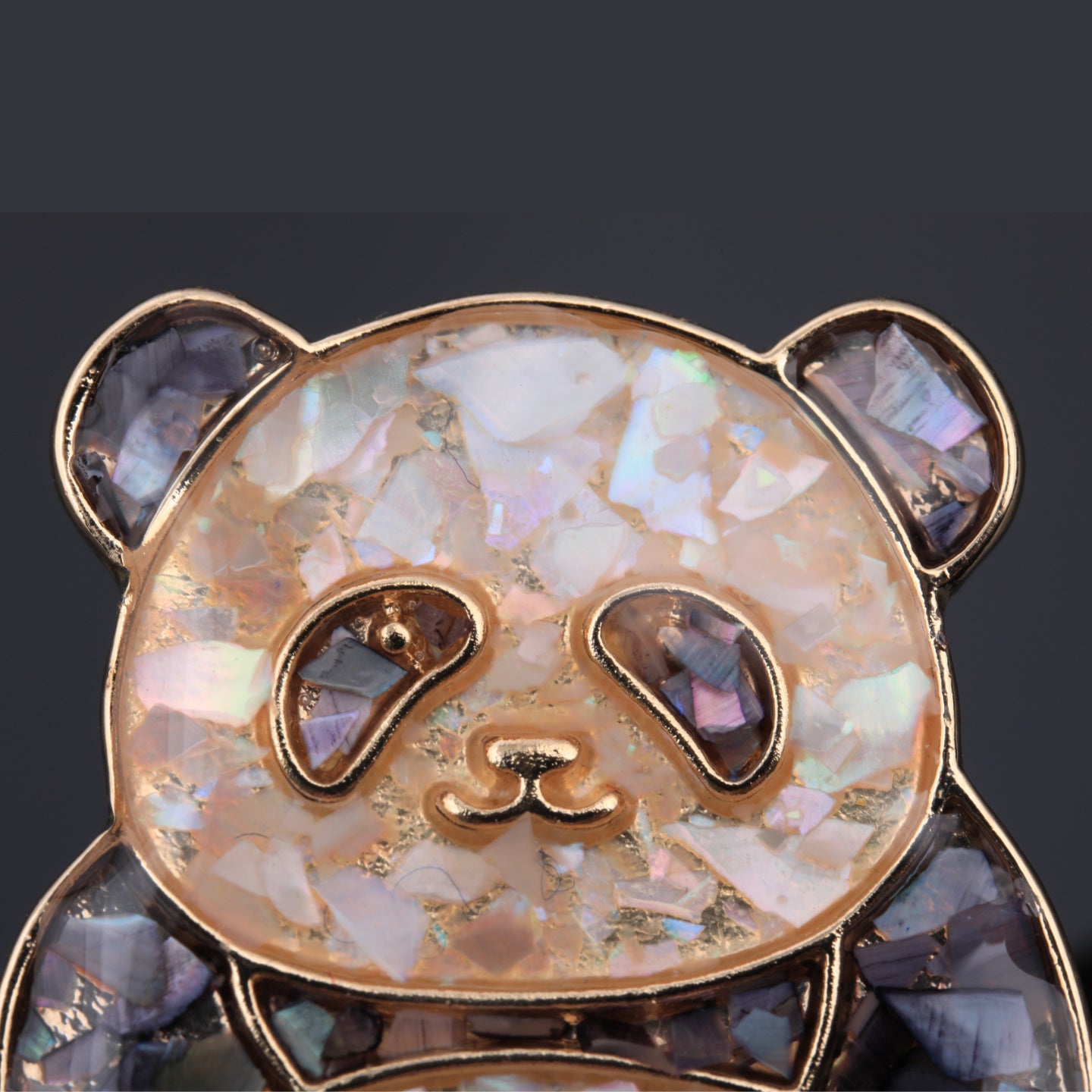 Close-up of panda brooch, mother of pearl,nacre shell brooch＆Cute Panda brooch