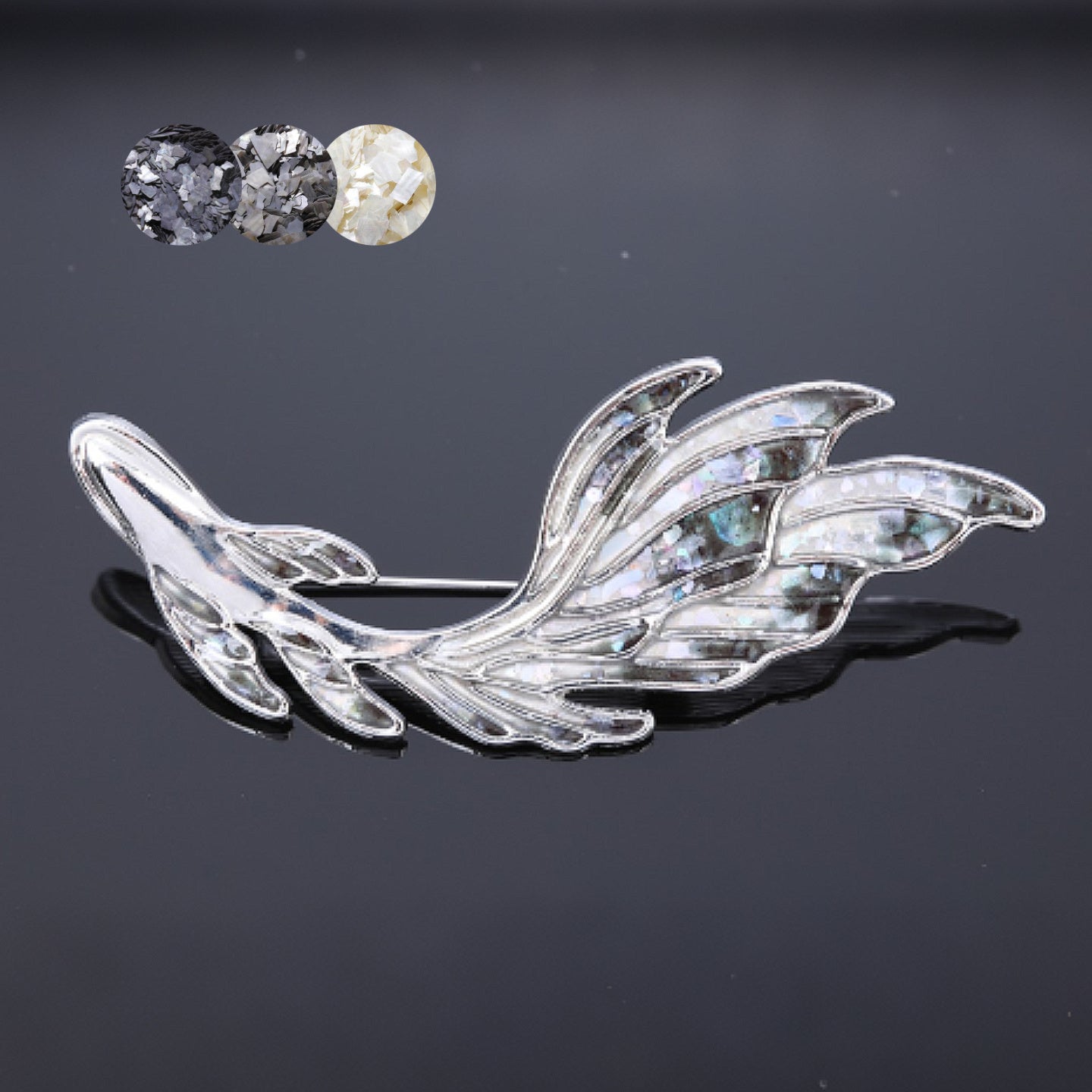 mother of pearl,nacre shell brooch＆ Koi Fish shaped Brooch  