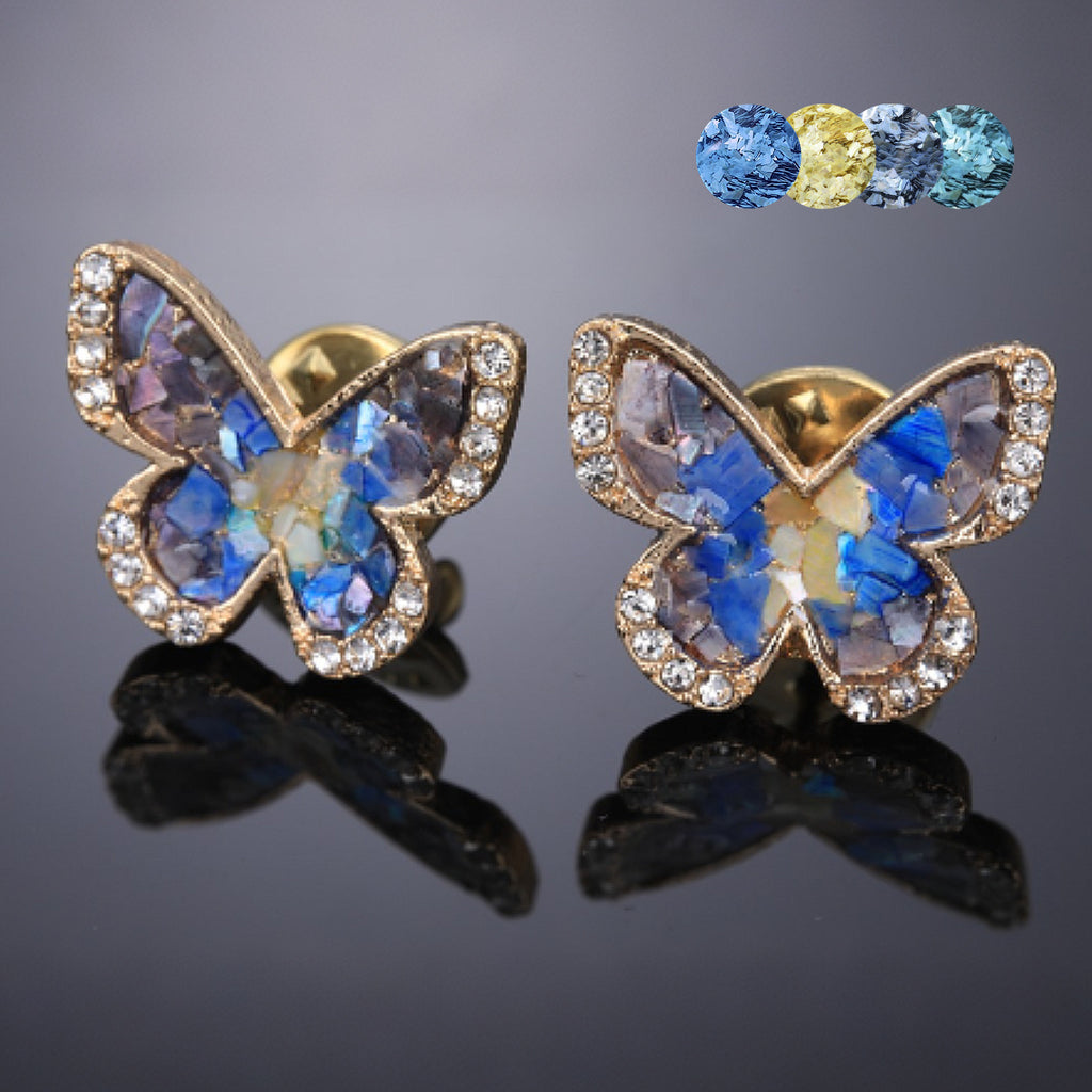 mother of pearl,nacre shell brooch＆Butterfly brooch with gold-blue wings 
